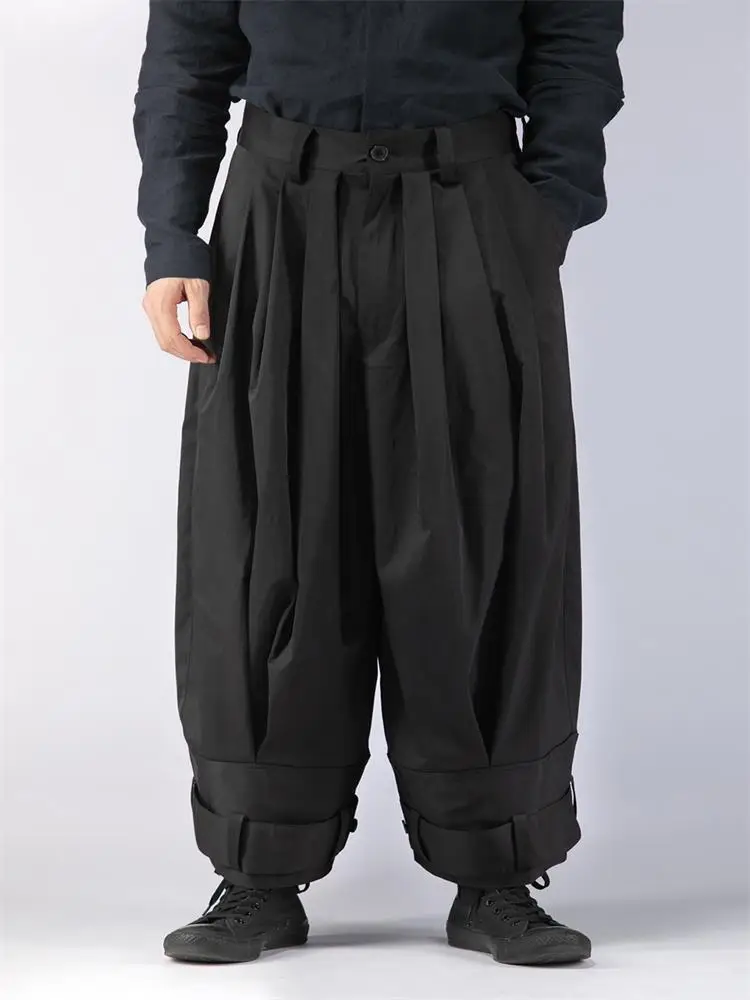 Men's Wide Leg Pants Spring New Hair Designer Fashion Casual Super Loose Large Size Nine Minute Pants