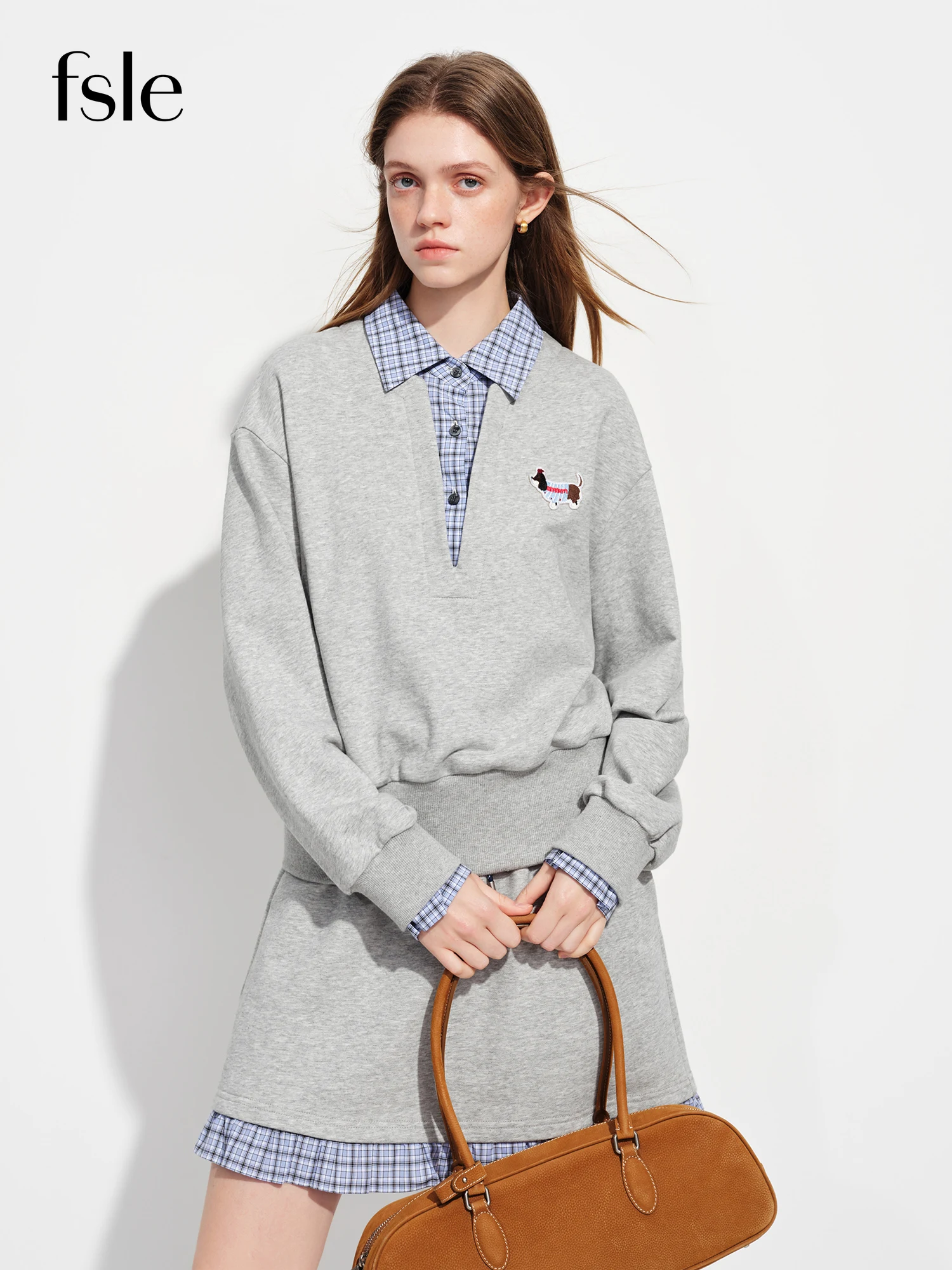 

FSLE Chic and Elegant College-Style Two-Piece Set for Women Spring 2026 New Arrival Plaid Hoodie Ensemble and Short Skirts Set