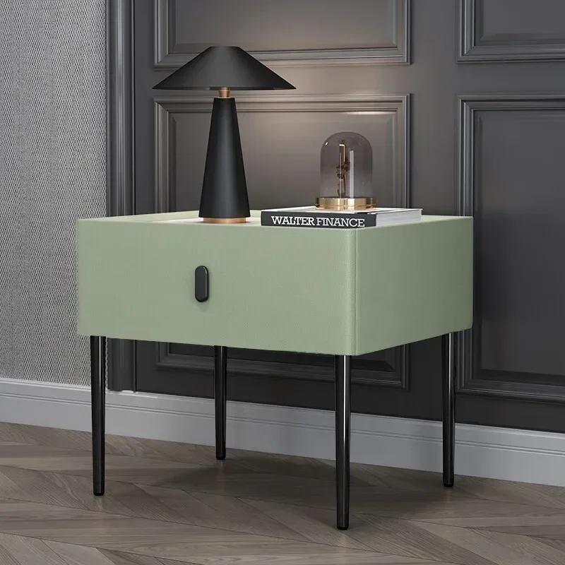 Stable Single layer solid wood bedside table Modern simplicity High sense Internet celebrity leather  Slate sturdy and durable