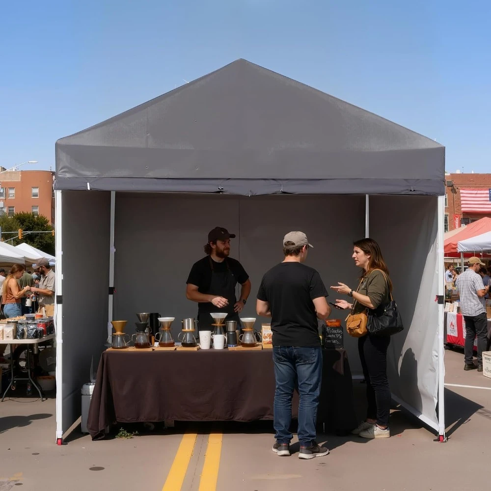 

10X10 Commercial Instant Canopy Pop Up Tent with Center Lock, 300D Fabric, 4 Sidewalls, Sto'N Go Bag, Customized