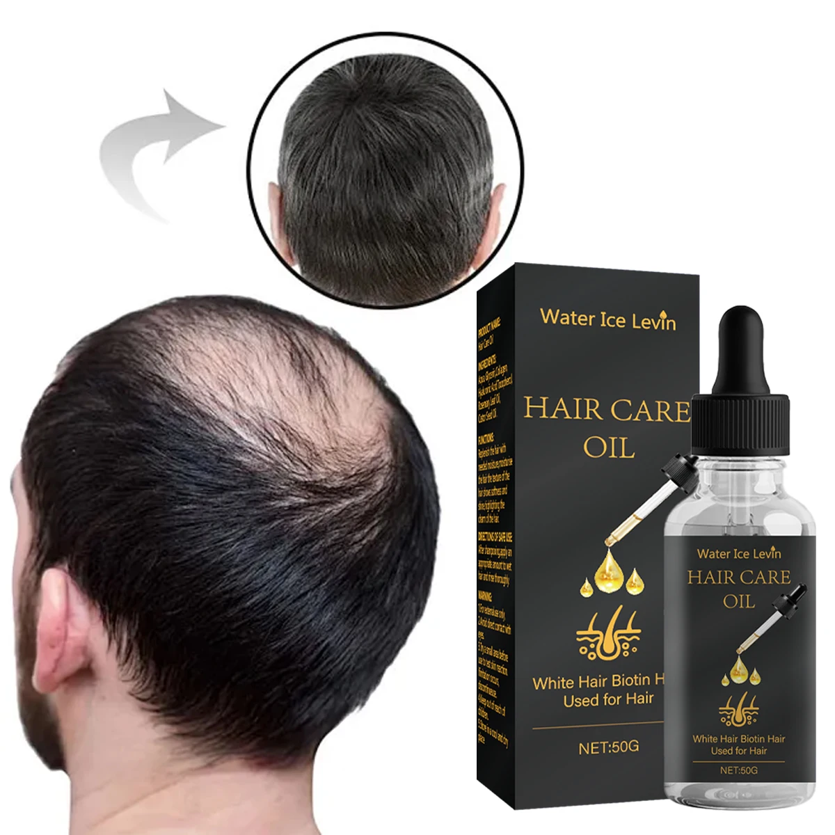 Hair Care Oil with Biotin - Fights White Hair & Boosts Moisture with Rosemary, Castor Oil, Collagen for Soft, Shiny Hair