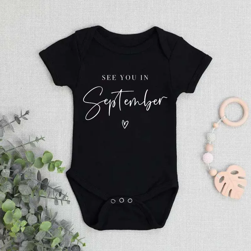 See You in September Baby Clothes Custom Month Pregnancy Announcement Bodysuit Newborn Infant Romper Birthday Outfits