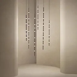 Novità Lampadario a LED Illuminazione minimalista in alluminio acrilico per sala dell'hotel Sala da pranzo Filo 3000K regolabile