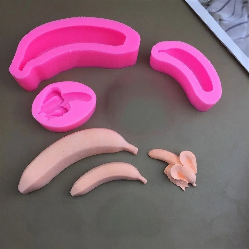 DIY 3D Stereoscopic Banana Silicone Mold Handmade Mousse Cake Agar Jelly Pudding Jelly Baking Cake Decorating Mould Kitchen Tool