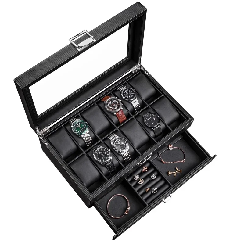 

Big Size Watch Box Storage Case Transparent Skylight Watch Boxes Organizer Ring Jewelry Wrist Watches Display Collection Gift