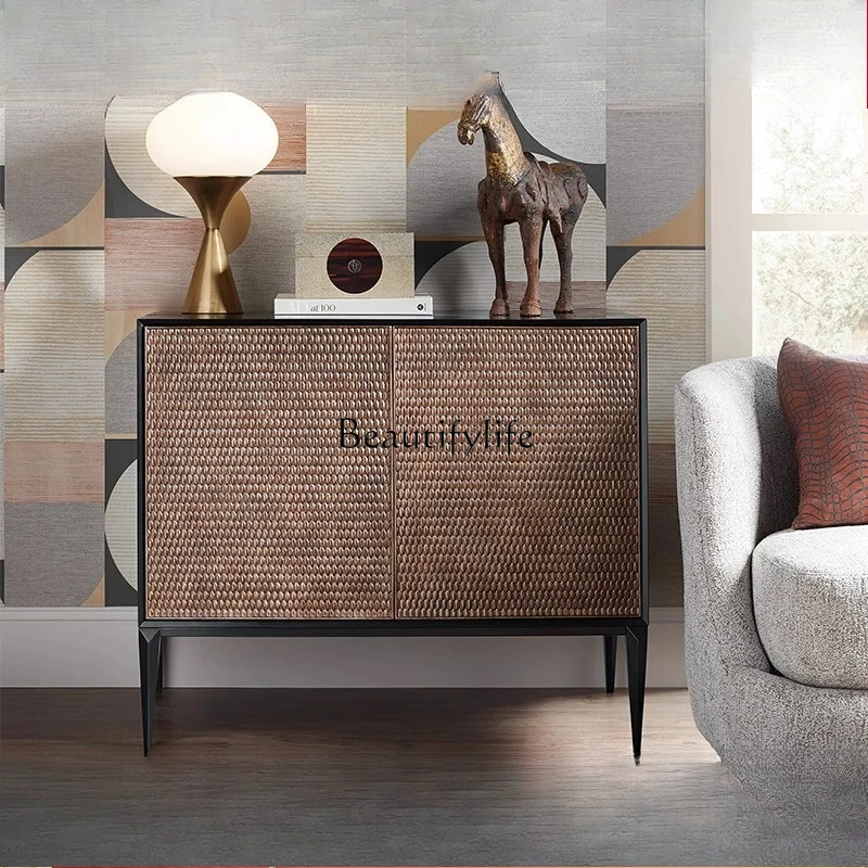 

*Italian light luxury door cabinet, living room decoration, modern simplicity and high-end solid wood dining side cabinet