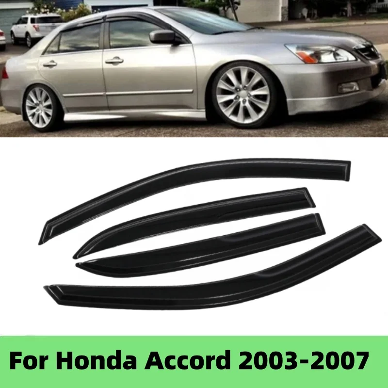 For Honda Accord 2003-2007 Sedan Side Window Visors Rain Sun Deflector Guard Weathershield Slim Moulding Trim Cars Accessories
