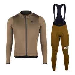 Men's BIEHLER Spring And Autumn Pro Team Cycling Sweatshirt Set Bike Long Sleeve Strap Long Pants Comfortable Road Riding Set