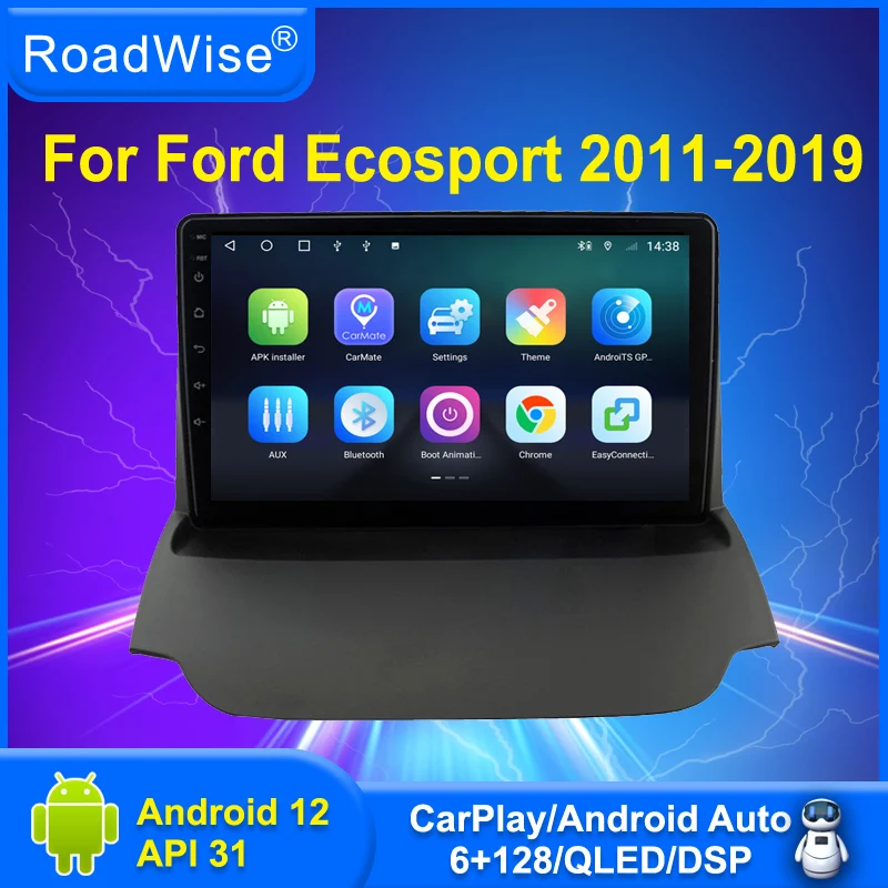 

Roadwise Android 12 автомобильный радиоприемник мультимедиа для Ford Ecosport 2013 2014 2015 2016 2017 4G Wifi GPS Navi 2 din DVD Carplay Авторадио