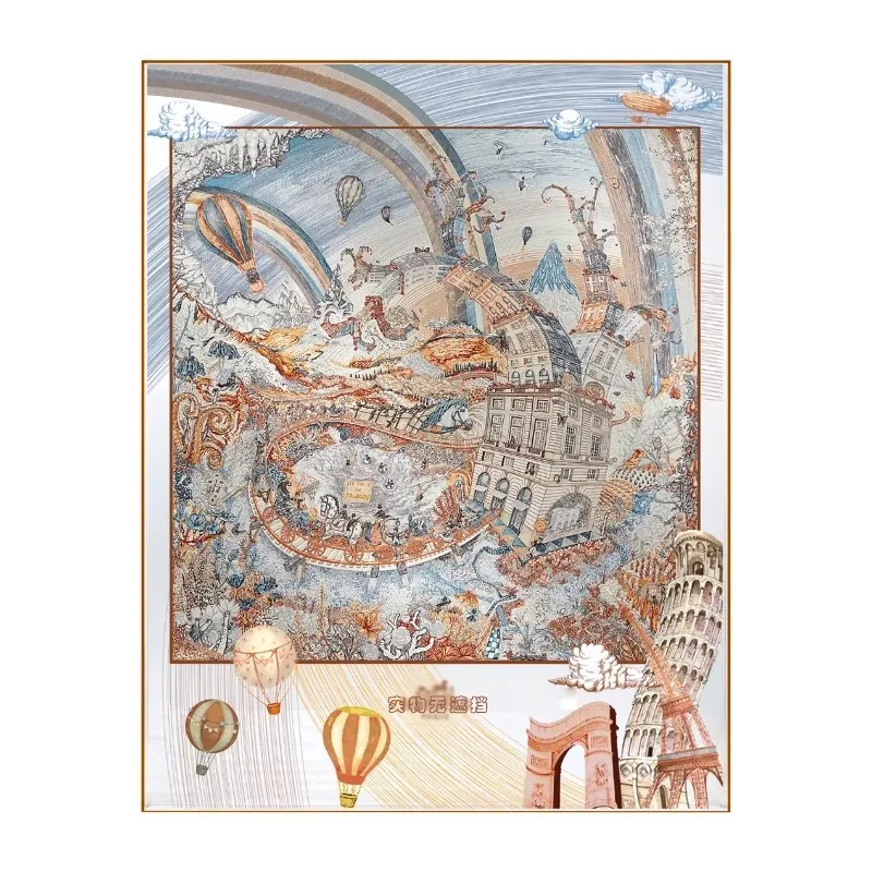 Silk scarf decoration painting light luxury high-end simple French cream style hanging painting entry-level entrance acrylic