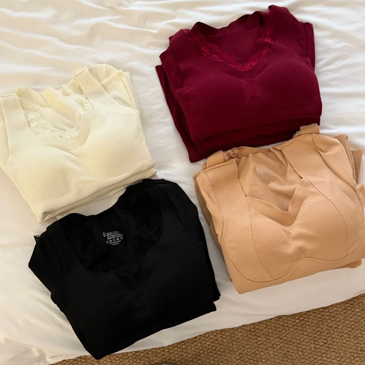 مجموعة حرارية مصقولة من الصوف الساخن على الوجهين تحافظ على الدفء وياقة دانتيل مريحة ومريحة ومتعددة الاستخدامات للجنسين سميكة... #4