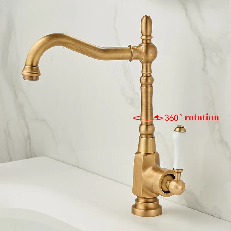 Vintage brass countertop basin faucet bathroom bathroom counter basin European style hot and cold water faucet