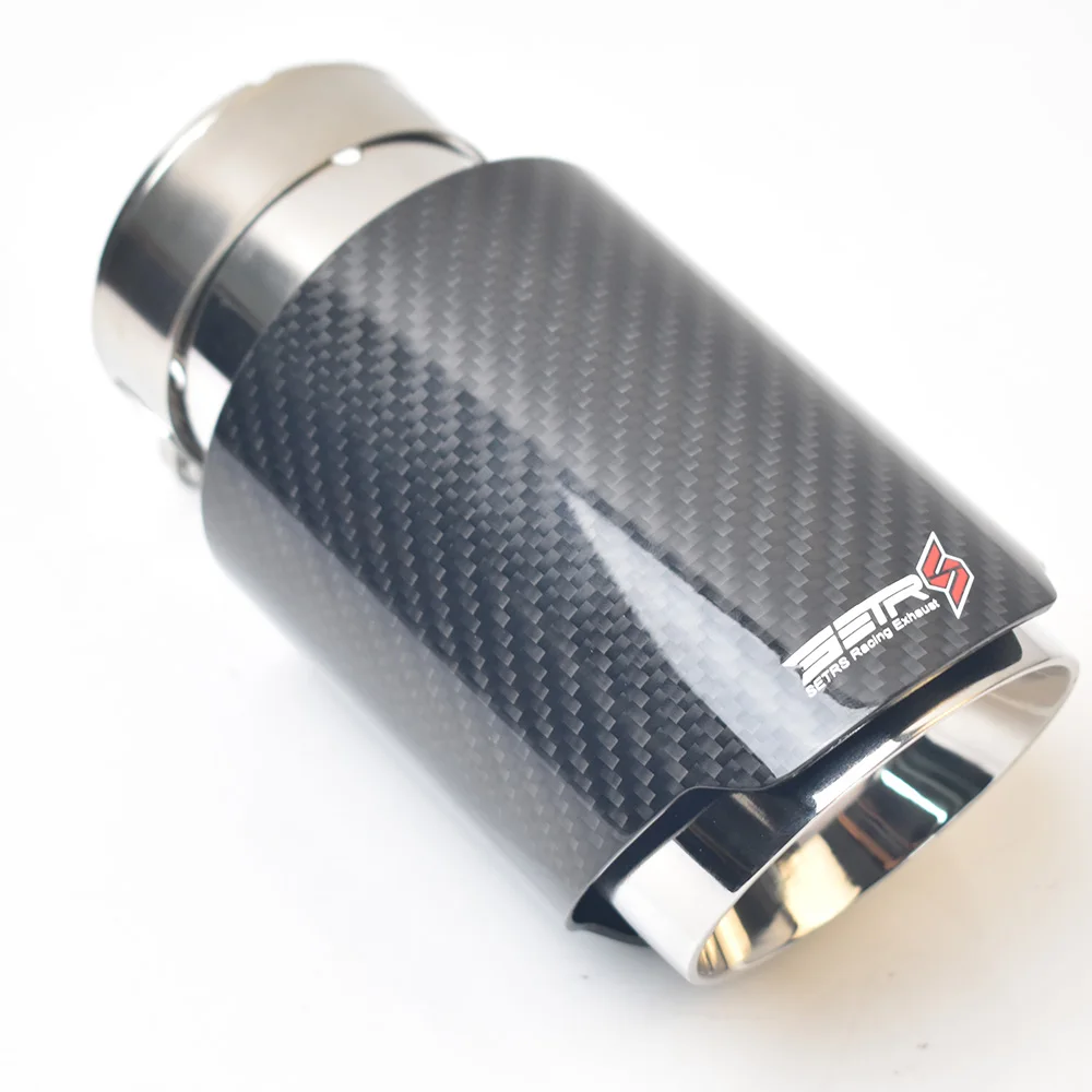 Universal Car Accessories  Stainless Steel Muffler Glossy Tip Slash Cut End Pipe Bevel Edge
