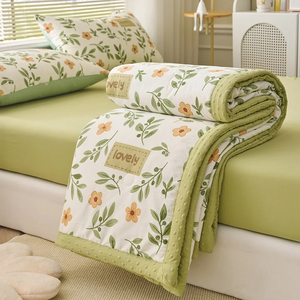 

Bean Fiber Pure Cotton Summer Quilt Cartoon Printing Air Conditioner Children's Thin Quilt for Student Breathable Home Textiles