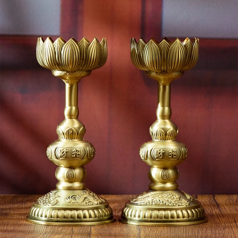 

Embossed Buddhist Candlestick Candle Cup Bronze Handicraft Tibetan Goblet Lamp Home Tantric Altars Indoor Desktop Decoration