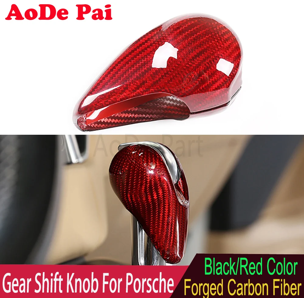 

Real Carbon Fiber Gear Shift Knob Interior Cover Trims For Porsche Macan Panamera Cayman 911 718 Boxster