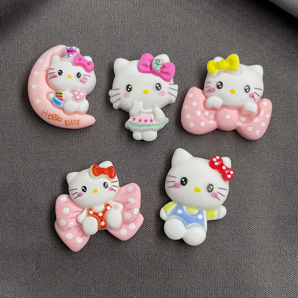 

100pcs Kawaii Resin Cartoon Hello Kitty Cat series Flatback DIY Scrapbook Refrigerator Phone Case Headwear Earrings Accessories