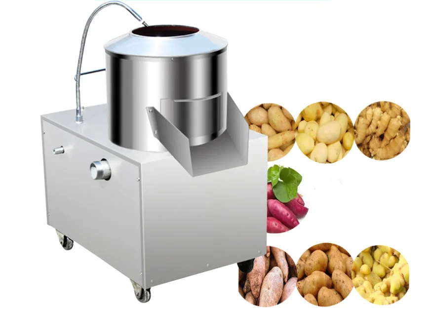 Household small stainless steel potato cleaning and peeling machine Commercial automatic sweet potato ginger peeling machine