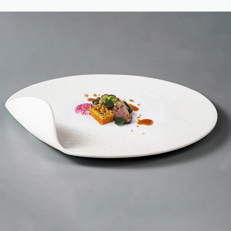 

White Western Style Steak Plate Sushi Plate Curled Ceramic Dessert Plates Dining Plates Fruit Disc Dim Sum Dish Tray
