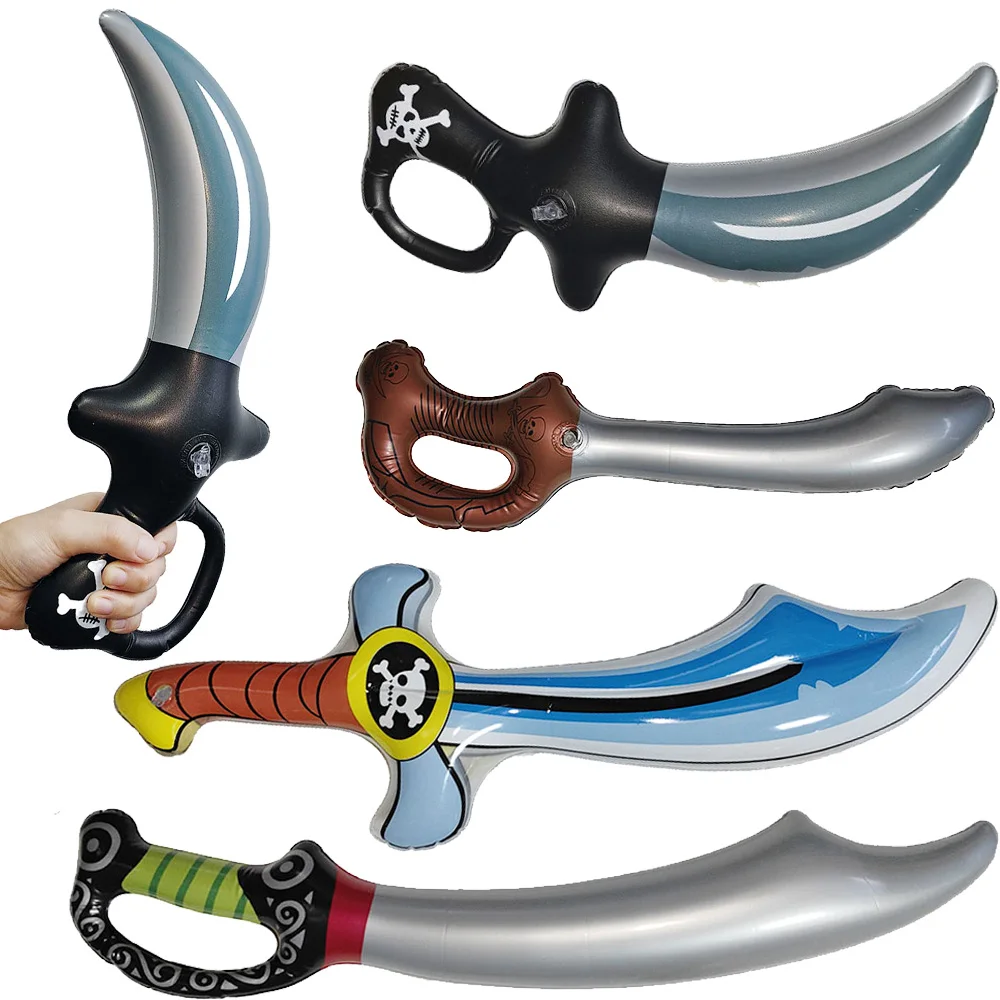1/4pcs Inflatable Pirate Swords Balloon Halloween Weapons Pirate Knife Foil Balloon Toy Kids Cosplay Prop Halloween Party Decor