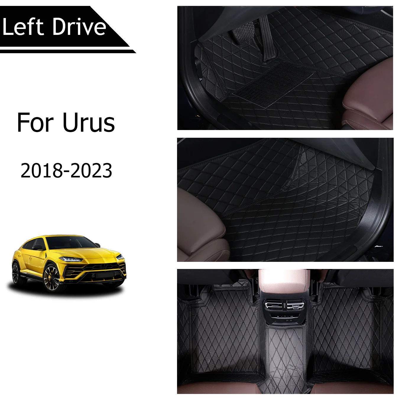 [LHD] For Lamborghini For Urus 2018-2023 Three Layer PU Leather Stereo Full Cover Anti-Slip Car Mat