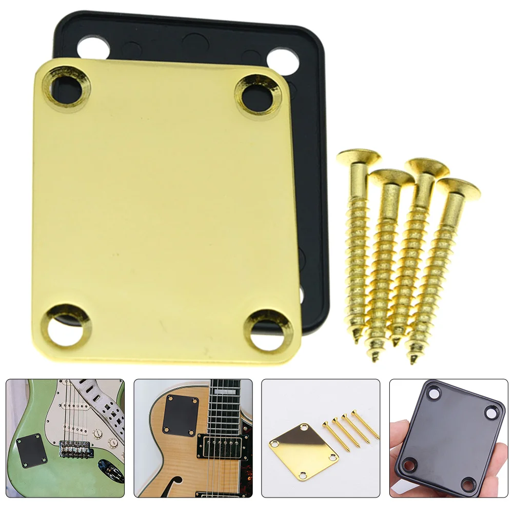 

2Sets Guitar Neck Plates Replacement Metal Electric Neck Joint Mounting Plate with Screws Plastic Protection Board for Guitar