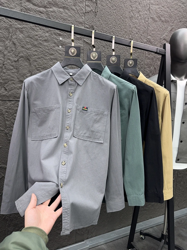 

Svip Sli Американская спецодежда Jaet Повседневная мужская одежда с воротником Long Sve irt Spring Faion Удобная дизайнерская дышащая...