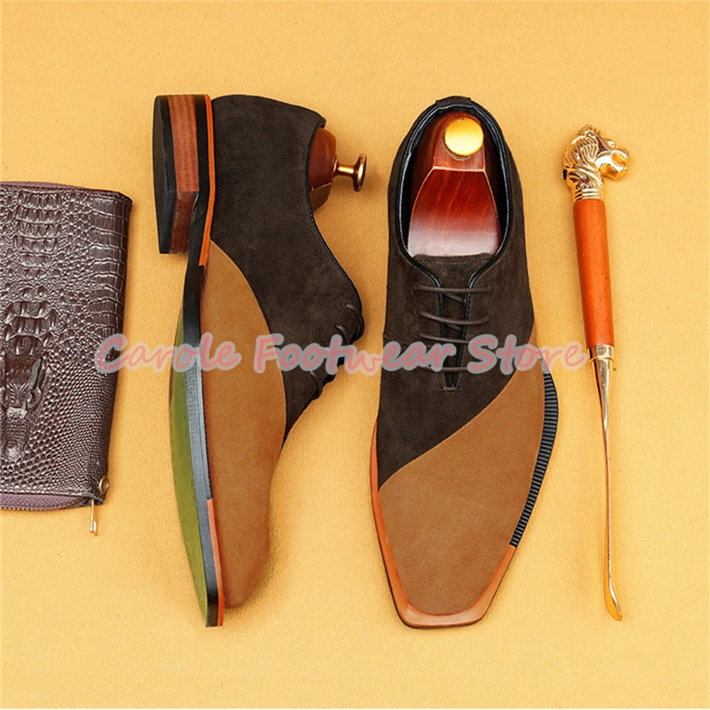 النمط البريطاني مختلط اللون الجلود الربط المتسكعون للرجال ساحة تو صندل بكعب مكتنز الدانتيل متابعة أوكسفورد اليدوية الأعمال الذكور الأحذية