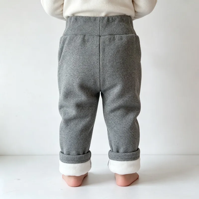 

0-5Y BABY Clothes Casual Pants Autumn Winter Kids Warm Pants Boy Girls One Piece Fleece Trousers Outer Wear Sports Trousers
