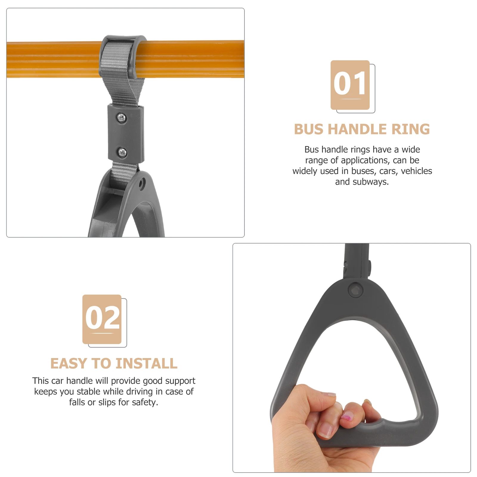 

Gray Triangle Handle Bus Car Subway Vehicle Handles Replacement Ring Grip Camping ABS Lightweight Sturdy Long Life Easy