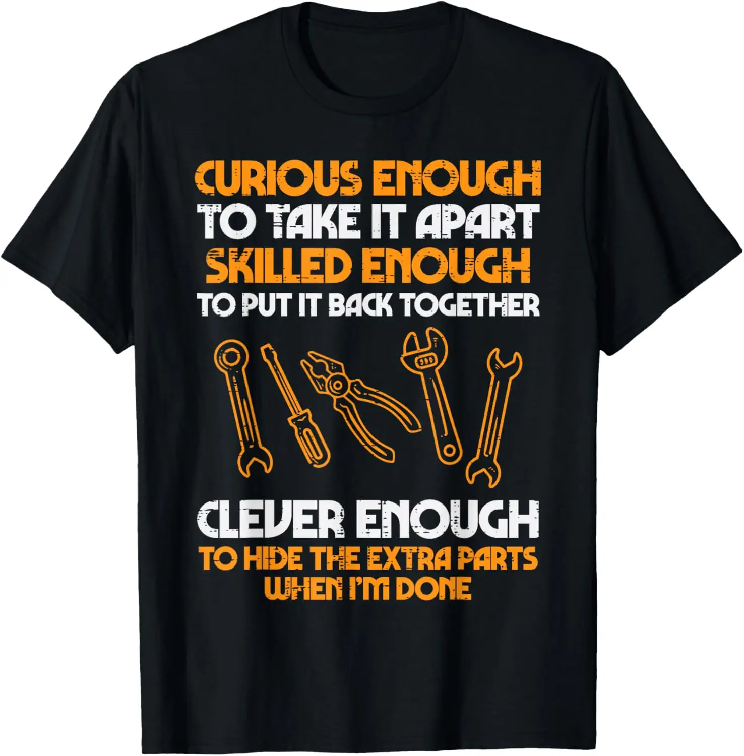 Curious Enough To Take It Apart Car Auto Garage Mechanic Men T-Shirt 100% Cotton Trendy Y2K Short-Sleeve Tee-Soft, Quick-Drying,