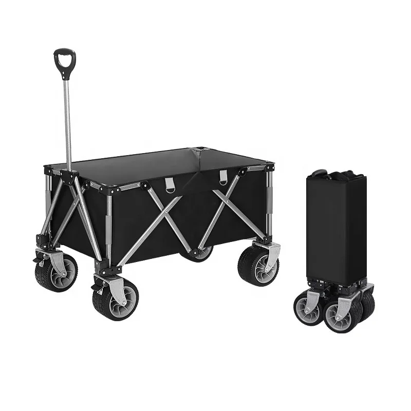 Dobrável Grande Capacidade Camping Folding Wagon Truck, ajustável Metal Frame, portátil Praia Wagon