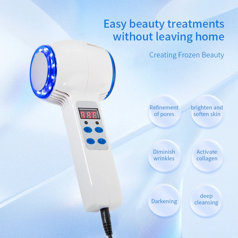Hot Cold Facial Hammer Massager Blue Light Skin Care Device Lifting Firming Essence Import Pore Care Home Use Beauty Machine