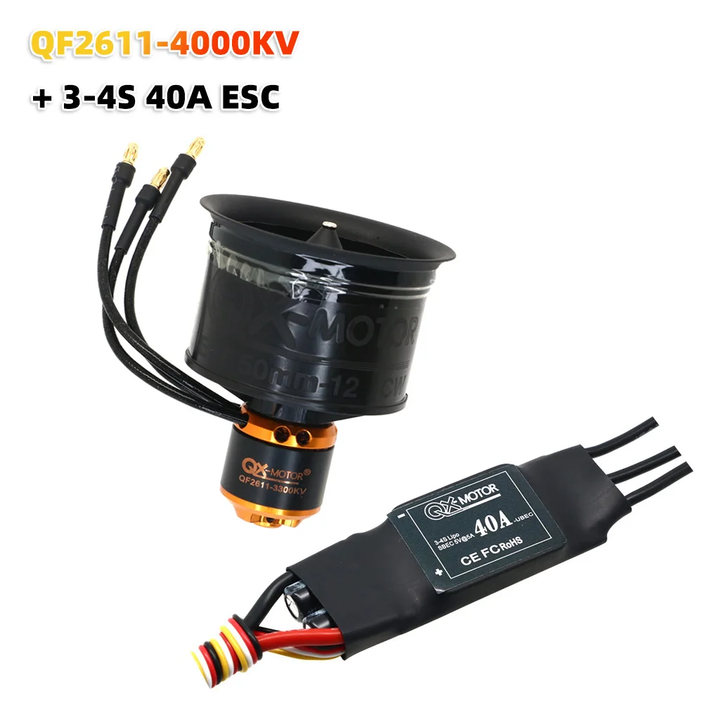 QX-MOTOR 50mm EDF QF2611 QF2611PRO 12blades Kanaalventilator met 3300KV/4000KV/4600KV/5000KV Borstelloze Motor Voor Rc Jet Vliegtuigen