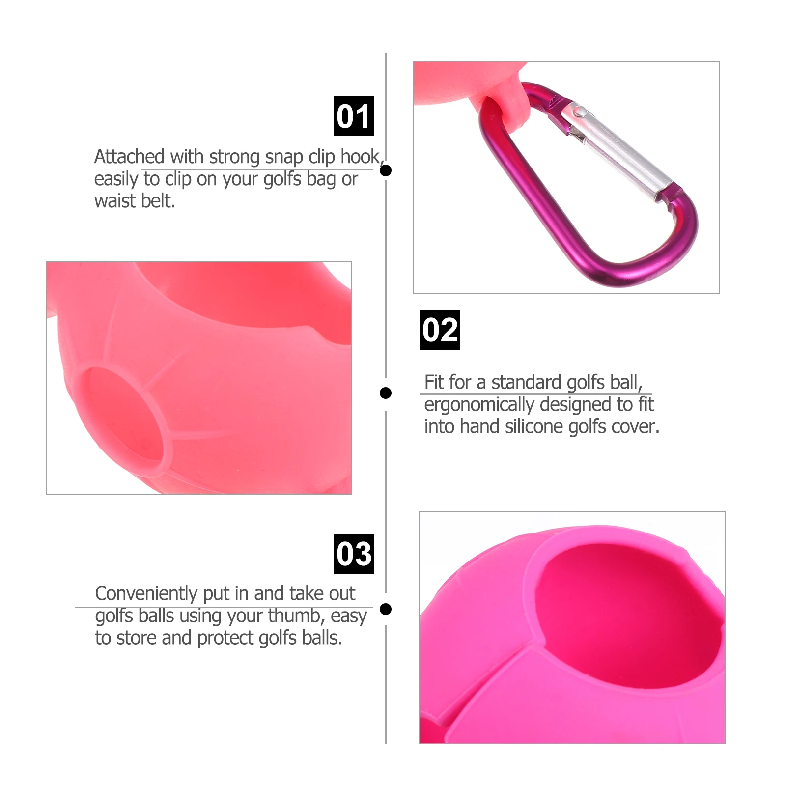 

2pcs Golf Balls Holder Silicone Dual Storage Carrier Clip Hook Portable Golfer Gift R om Color Golfs Ball Protection Trainer