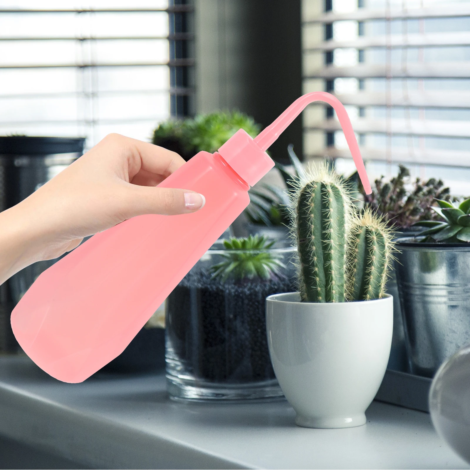 زجاجة سقي بتصميم ضغط الفم الضيق لأداة حديقة نباتات الزهور، زجاجة بلاستيكية خفيفة الوزن، سقي العصارة المحمولة