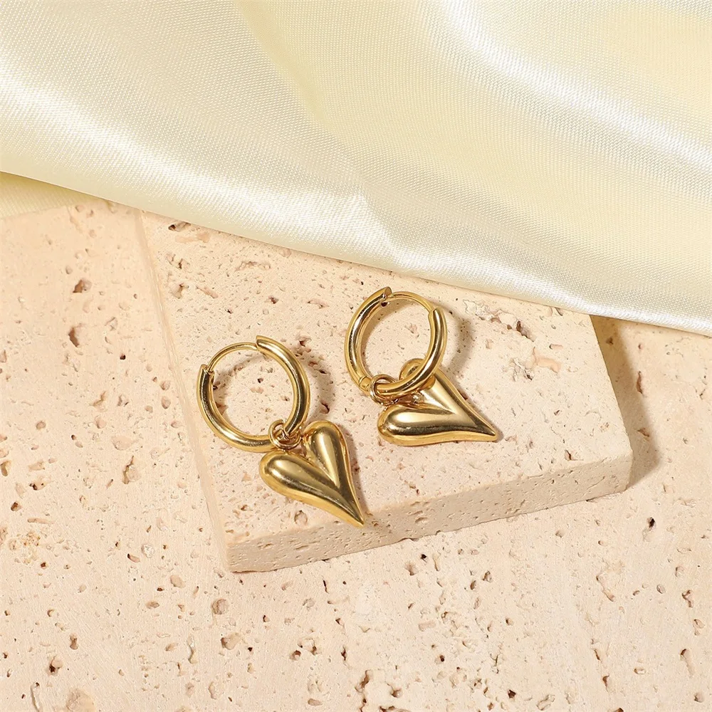 EILIECK 316L Edelstahl Goldfarben Herz-Liebesanhänger Halskette Ohrringe Set für Damen Trendiger Wasserdichter Schmuck Damengeschenk – Detail 19