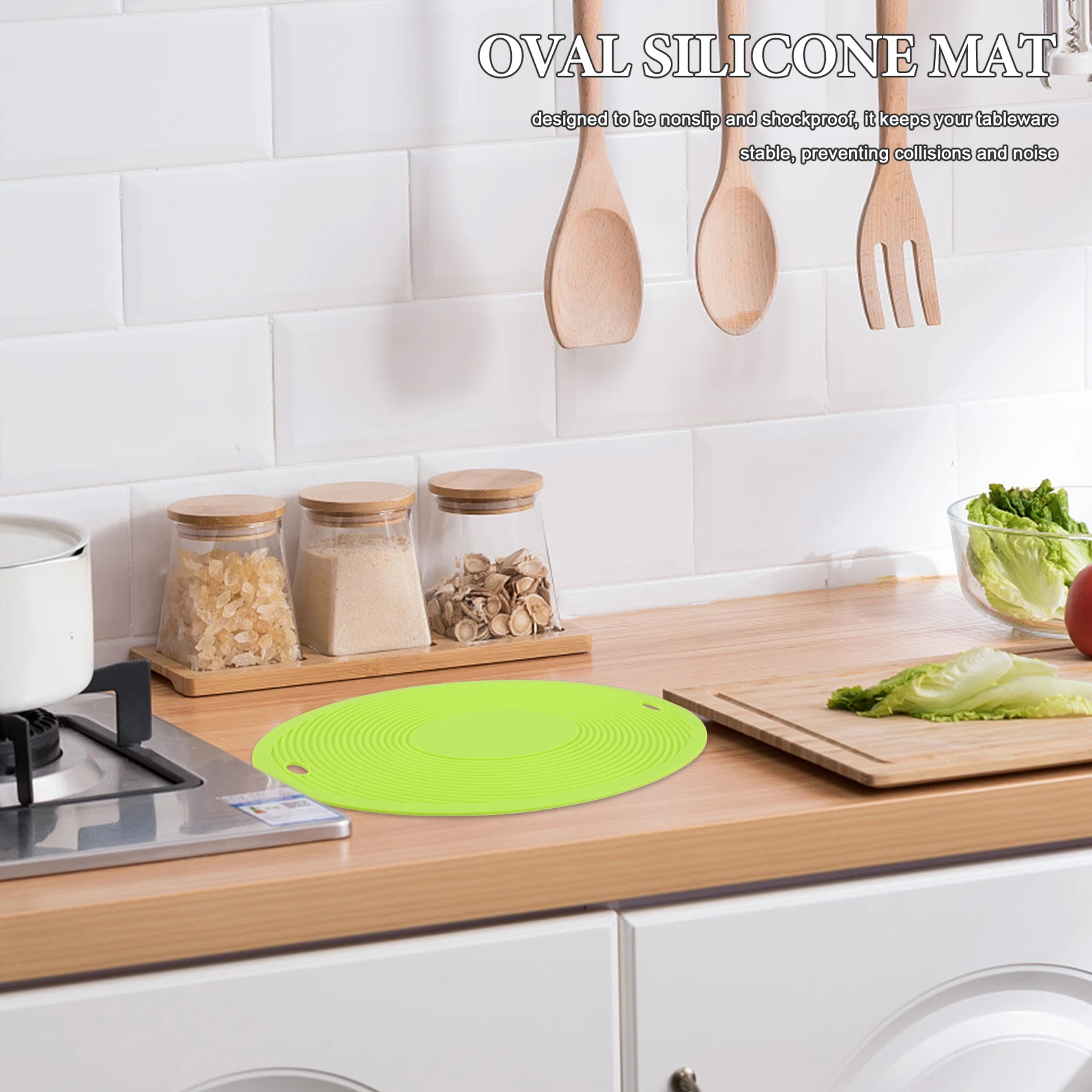 

Oval Silicone Heat Insulation Pad Large Size Non Slip Shockproof Countertop Mat Temperature Resistant Kitchen Accessories Hot