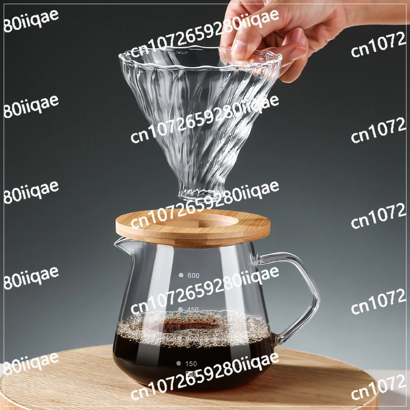 Hand brewed coffee pot Coffee filter cup Drip pot Filter with graduated cold brew cup American glass pot set