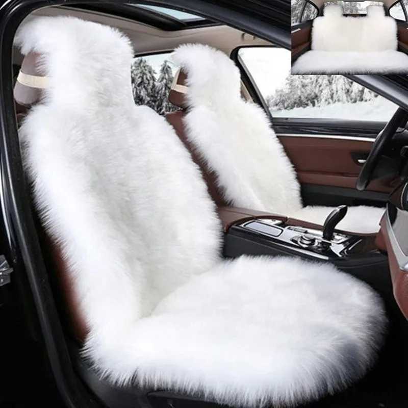 

Thickened Winter Car Seat Cushion - Plush Faux Sheepskin Cover, Soft Foam Filled Warm Anti-Slip Driver/Passenger Seat Pad
