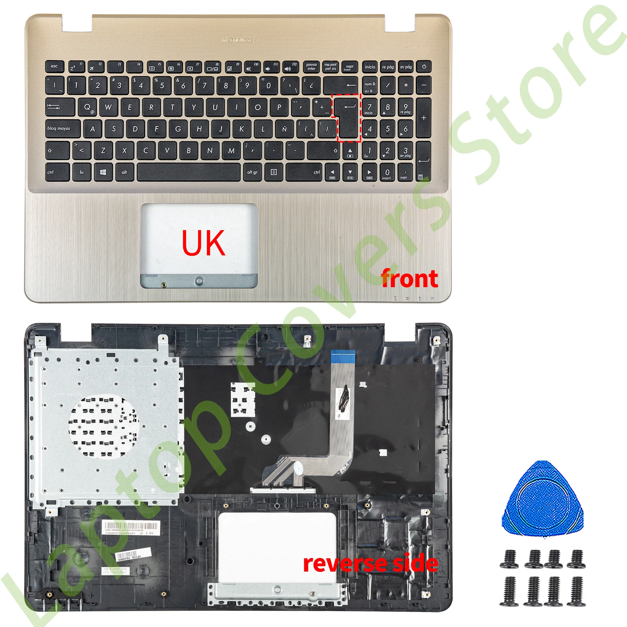 Imagem -02 - Palmrest With Keyboard X542 X542u X542ur X542ba R542ua A580 F580 Fl8000 Novo Original Inglês European Version fr ge Novo