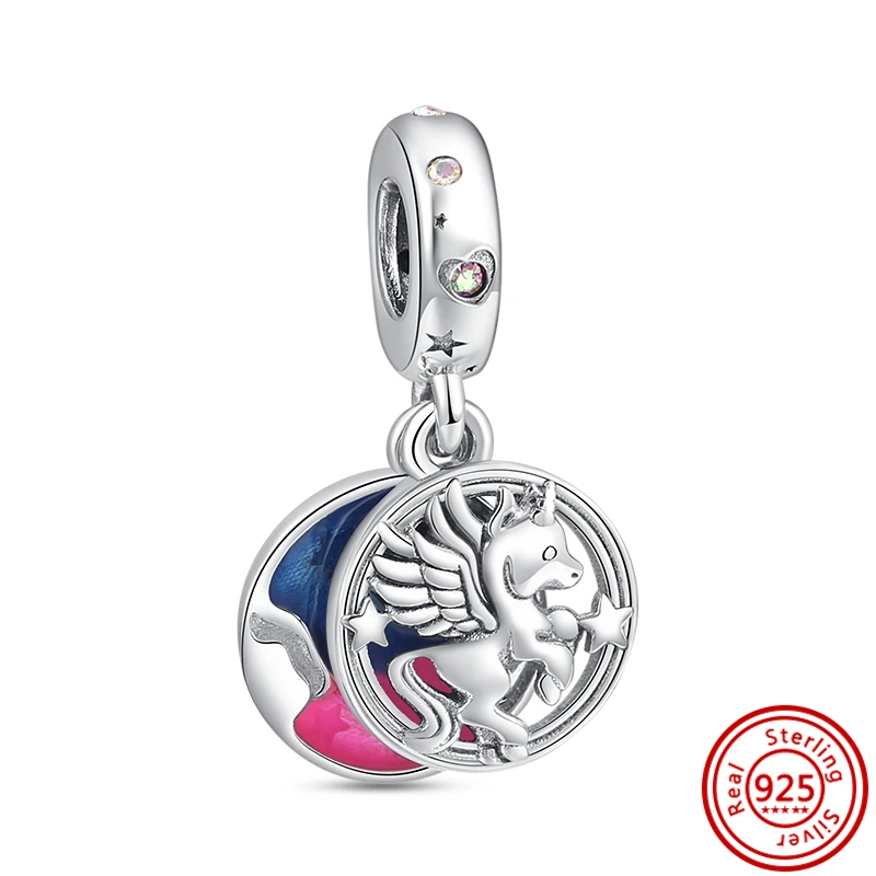 925 Silver Magic Unicorn Owl Parrot Octopus Starfish Animal Pendant DIY Beads Fit Original Pandora Charms Bracelet Women Jewelry