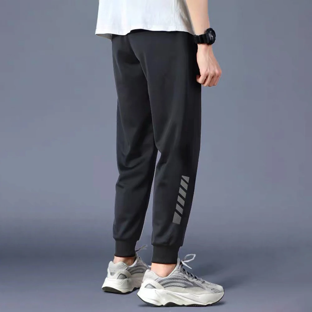 Men Ice Silk Jogger Pants Summer Thin Quick Dry Loose Elastic Waist Bundle Foot Trousers For Casual Sport Fishing Hiking