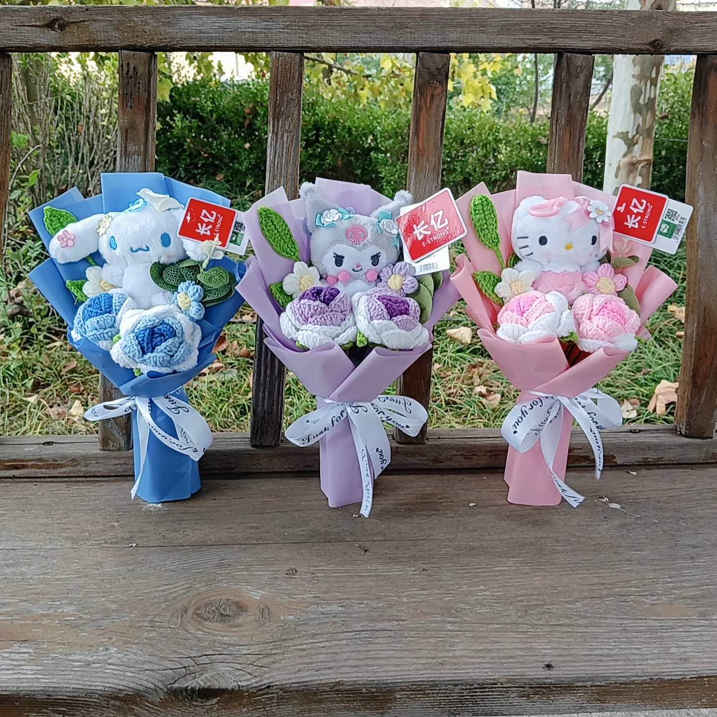 Genuin My Melody Kuromi Cinnamoroll Hellokitty Plush Toy With Handmade Rose   Bouquets Christmas Valentine Perfect Gifts