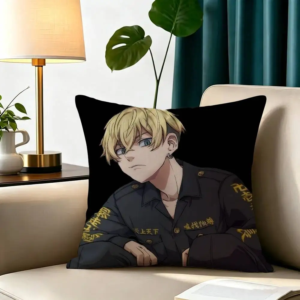 T-Tokyo R-Revengers C-Chifuyu  Pillow Case Square Double-Sided Sofa Cushion Cover Bedroom Bedside Pillow