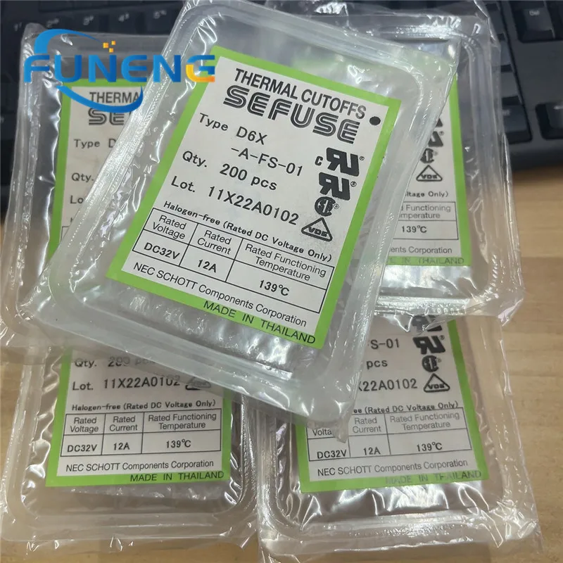 10Pcs D6X-A D6X-A-FS-01  SCHOTT SEFUSE Thermal Fuse 3 Pin Type  Cutoff 139 Degree DC 12A 32V