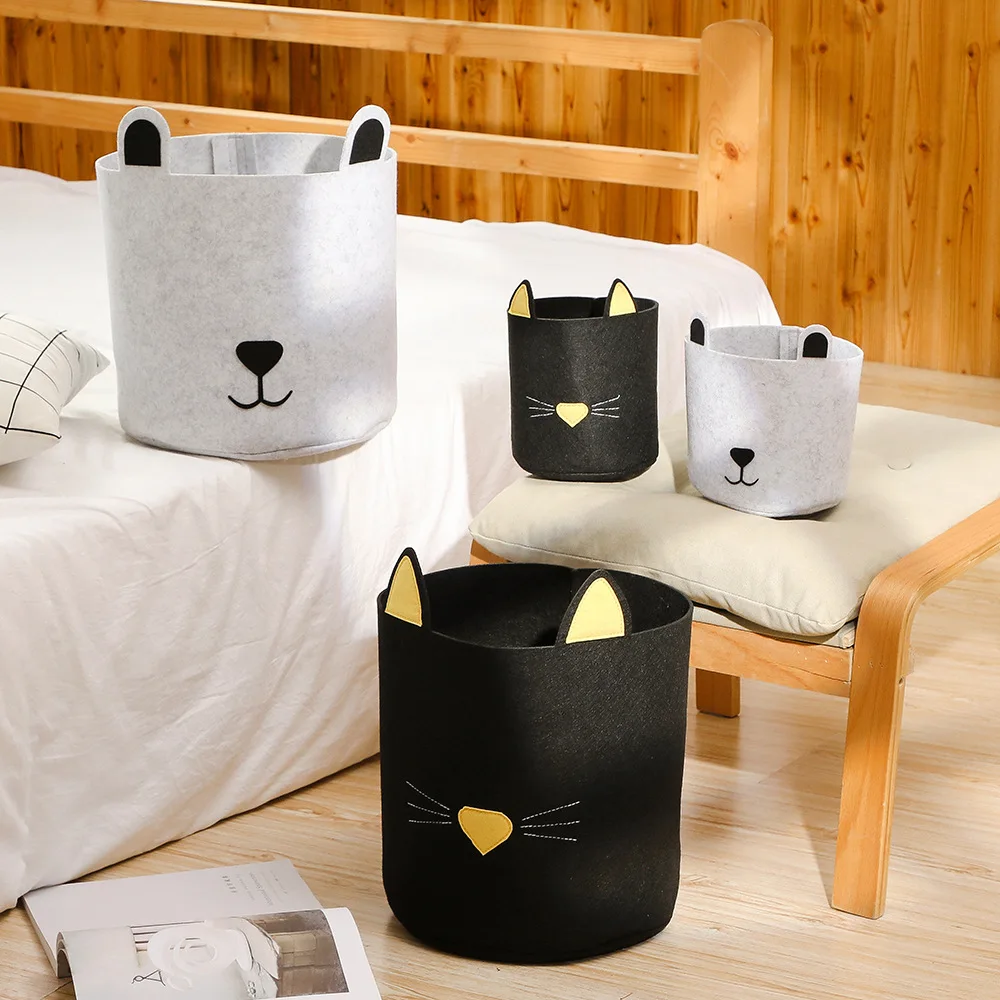 Nordic Cartoon Dog Felt Storage Bucket Children's Toy Storage Box Dirty Clothes Storage Bag