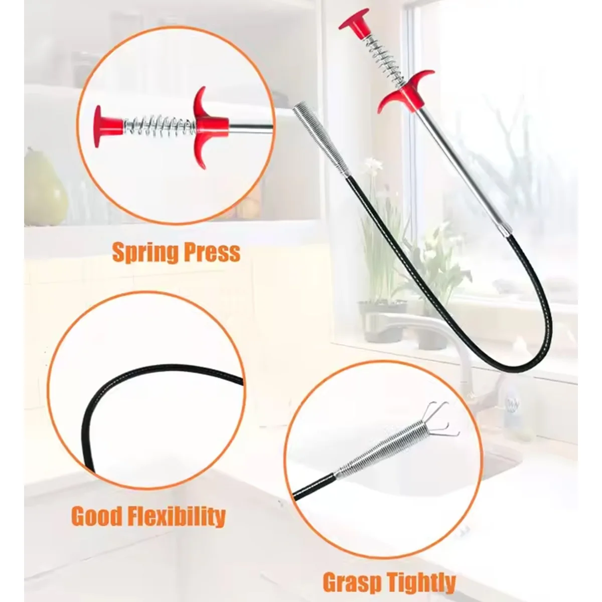 Pipe Unclogger Steel Wire Cleaning Claw 4-Pin Flexible Handheld Gripper Household Sink Drainage Pipe Toilet Unclogging Clamp