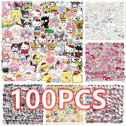 100PCS Stickers Cute Cinnamoroll Kuromi My Melody Sticker For Laptop Phone Case Girls Sanrio My Melody Anime Stickers