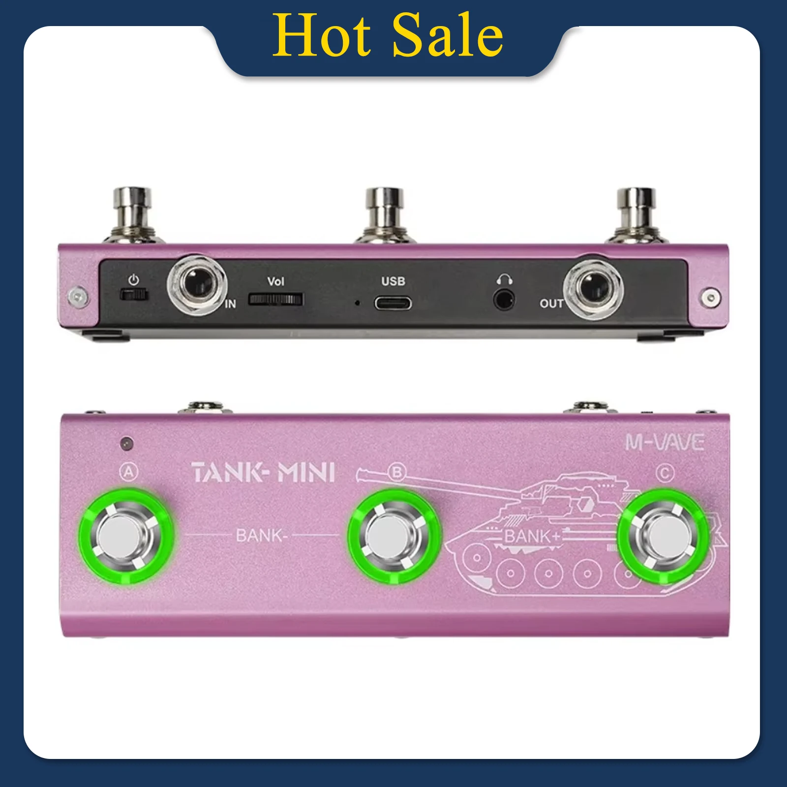 M-VAVE Tank Mini Effects Guitar Bass Pedal Support IR And OTG Recording Built-in Amp/Cab/Delay/Mod/FX And Reverb Effect Pedal